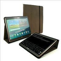 Tuff-Luv Personalised Type-View Genuine Western Leather Case Cover for Samsung Galaxy Tab S - 10.5" (Sleep function) - Brown
