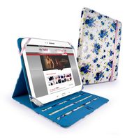 Tuff-Luv Slim-Stand fabric case cover for Samsung Galaxy Tab 4 (10.1") - White (Secret Garden)