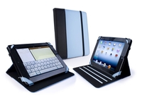 Tuff-Luv Slim-Stand Faux Leather Case Cover for the Apple iPad 2 / new iPad (Retina) - Blue/Black