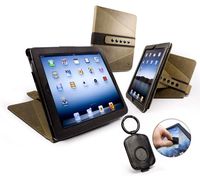 Tuff-Luv Tri-Axis Western Leather Collection Stasis Case Cover for the New Apple iPad 3 (Retina) (HD / 2012) - Brown + Clean Pad