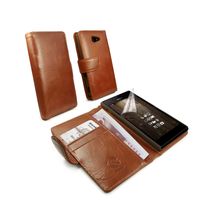 Tuff-Luv Vintage Brown leather wallet (inc screen protector) case cover for Sony Xperia M2 - Brown