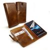 Tuff-Luv Vintage Leather Brown Wallet Case Cover (inc screen protector) for Sony Xperia S