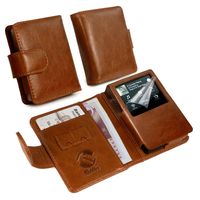 Tuff-Luv Vintage Leather Wallet-Style Case Cover for Astell & Kern AK120 (free Screen Protector) - Brown