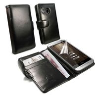 Tuff-Luv Vintage Leather Wallet-Style Case Cover for HTC One Mini 2 (free Screen Protector) - Black