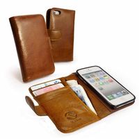 Tuff-Luv Vintage Magic Grip Leather Wallet-Style Case Cover for Apple iPhone 5 / 5s (free Screen Protector) - Brown