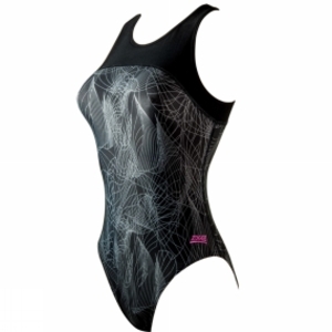 Zoggs Concord Zipped Back Black /Mid Pink