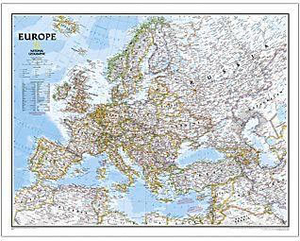 Europe NGS Classic Wall Map ENCAPSULATED