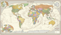 Global Mapping Antique Style World Map - Huge 2000 x 1150 mm