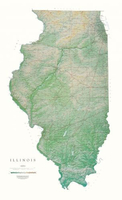 Illinois State Physical Wall Map