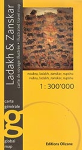 Ladakh and Zanskar: Illustrated Travel Map