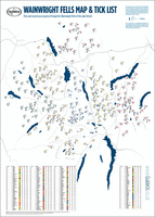Lake District: Wainwright Fells with a Tick List Wall Map,  LARGE (A1)