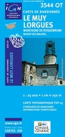 Le Muy - Lorgues - Montagne de Roquebrune - Massif des Maures IGN TOP25 Map 3544OT