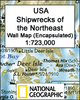 Shipwrecks of the Northeast USA NGS Wall Map ENCAPSULATED