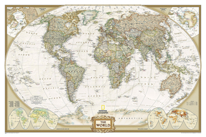 World NGS Executive Wall Map ENCAPSULATED