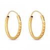 12ct Gold Plated Sterling Silver 925 20mm Diamond Cut Hoop Earring
