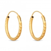 12ct Gold Plated Sterling Silver 925 20mm Diamond Cut Hoop Earring