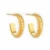 12ct Gold Plated Sterling Silver 925 Rope Hoop Earring