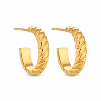 12ct Gold Plated Sterling Silver 925 Rope Hoop Earring
