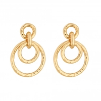 12ct Gold Plated Sterling Silver 925 Triple Ring Link Drop Earring