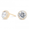12ct Gold Sterling Silver 925 Cubic Zirconia Round Halo Stud Earrings
