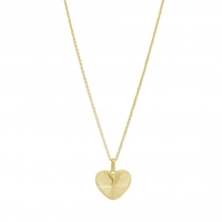 12ct Gold Sterling Silver 925 Gold Diamond Cut Heart Necklace