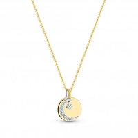 12ct Gold Sterling Silver 925 Made with Swarovski Celestial Disc Necklace