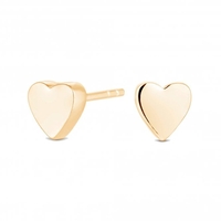 12ct Gold Sterling Silver 925 Thick Heart Stud Earrings