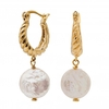 12Ct Gold Sterling Silver 925 Twist Baroque Hoop Earrings