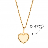 12ct Yellow Gold Plated Sterling Silver 925 Beaded Edge Personalised Heart Pendant