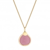 12ct Yellow Gold Plated Sterling Silver 925 Pink Rose Quartz Semi Precious Pendant