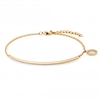 12Ct Yellow Gold Plated Sterling Silver 925 Polished Curve Bar Cubic Zirconia Circle Charm Bracelet