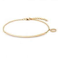 12Ct Yellow Gold Plated Sterling Silver 925 Polished Curve Bar Cubic Zirconia Circle Charm Bracelet
