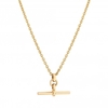 12ct Yellow Gold Plated Sterling Silver 925 T Bar Necklace