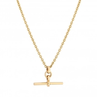 12ct Yellow Gold Plated Sterling Silver 925 T Bar Necklace