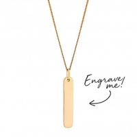 12ct Yellow Gold Plated Sterling Silver 925 Vertical Bar Necklace - Personalise By Engraving
