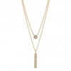 12ct Yellow Gold Plated Sterling Silver 925 White Cubic Zirconia Disc and Bar Necklace