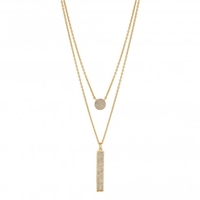 12ct Yellow Gold Plated Sterling Silver 925 White Cubic Zirconia Disc and Bar Necklace