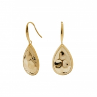 14ct Gold Plated Sterling Silver Beaded Edge Pear Drop Earrings