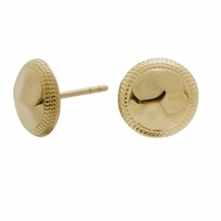 14ct Gold Plated Sterling Silver Beaded Edge Round Stud Earrings