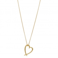 14ct Gold Plated Sterling Silver Crossover Heart Pendant Necklace
