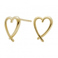 14ct Gold Plated Sterling Silver Crossover Heart Studs Earrings