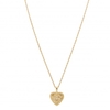 14ct Gold Plated Sterling Silver Cubic Zirconia Heart Embrossed Necklace