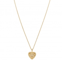 14ct Gold Plated Sterling Silver Cubic Zirconia Heart Embrossed Necklace