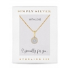 14ct Gold Plated Sterling Silver Cubic Zirconia Pave Disc Necklace - Gift Boxed
