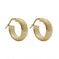 14ct Gold Plated Sterling Silver Diamond Cut Hoop Earrings