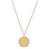 14ct Gold Plated Sterling Silver Embossed Round Pendant Necklace