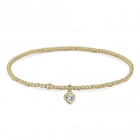 14ct Gold Plated Sterling Silver Heart Stretch Bracelet