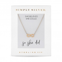 14ct Gold Plated Sterling Silver Infinity Pendant Necklace - Gift Boxed
