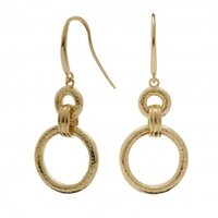 14ct Gold Plated Sterling Silver Textured Open Link Drop Earrings