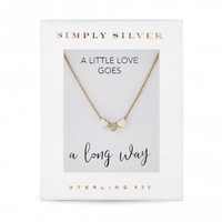 14ct Gold Plated Sterling Silver Triple Heart Pendant Necklace - Gift Boxed